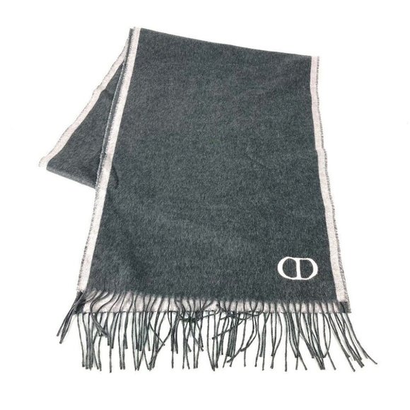 DiorCD logo fringe Scarf silk gray/pink